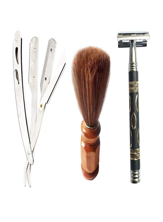 Foreign Holics Combo of Shaving Razor, Saftey and Shaving Brush for Home and Saloon Use (Pack of 1) - Image 1